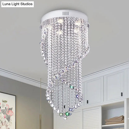 ديكوربايتس™ ديكوربايتس™ مصباح سقف حلزوني على شكل كرة بلورية مع 5 مصابيح بسيطة - لمسة نهائية من النيكل لغرفة النوم