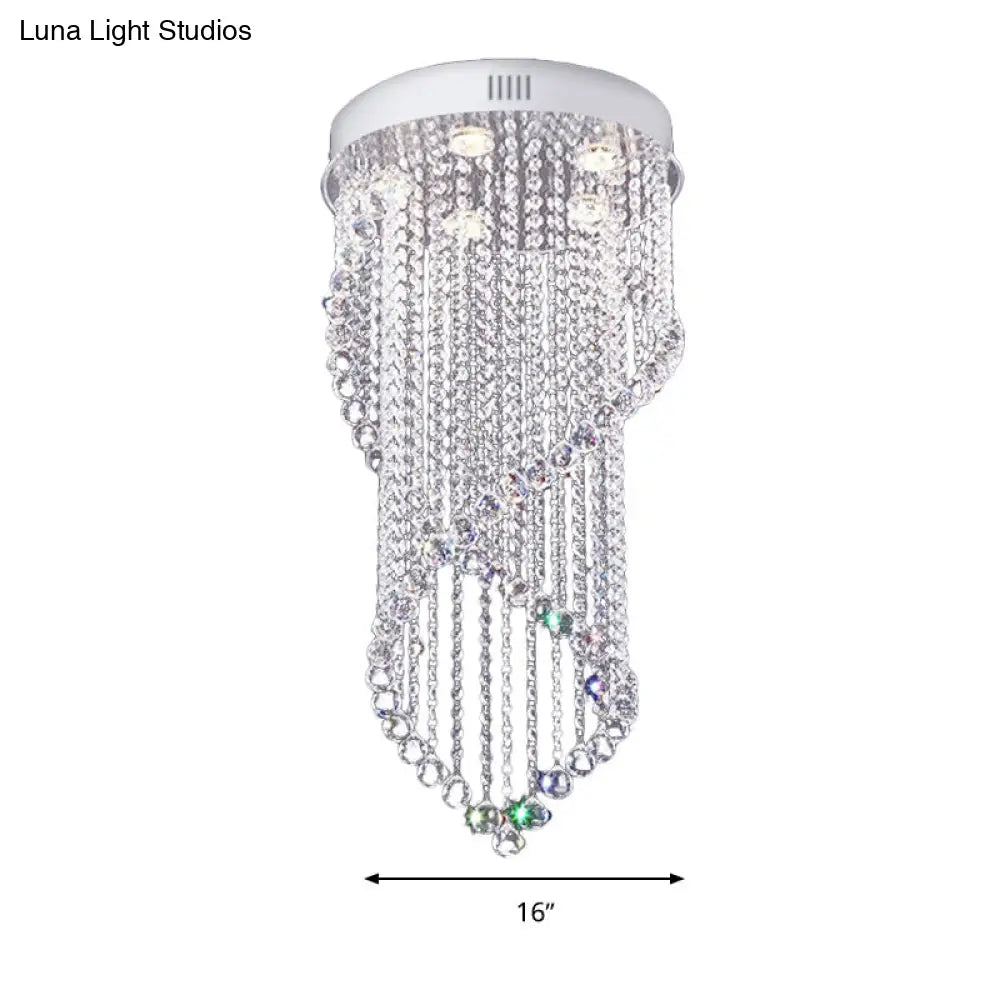ديكوربايتس™ ديكوربايتس™ مصباح سقف حلزوني على شكل كرة بلورية مع 5 مصابيح بسيطة - لمسة نهائية من النيكل لغرفة النوم