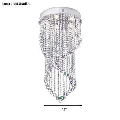 ديكوربايتس™ ديكوربايتس™ مصباح سقف حلزوني على شكل كرة بلورية مع 5 مصابيح بسيطة - لمسة نهائية من النيكل لغرفة النوم