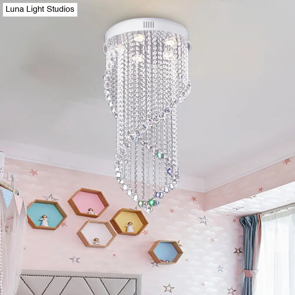 ديكوربايتس™ ديكوربايتس™ مصباح سقف حلزوني على شكل كرة بلورية مع 5 مصابيح بسيطة - لمسة نهائية من النيكل لغرفة النوم