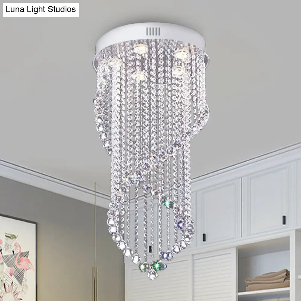 ديكوربايتس™ ديكوربايتس™ مصباح سقف حلزوني على شكل كرة بلورية مع 5 مصابيح بسيطة - لمسة نهائية من النيكل لغرفة النوم