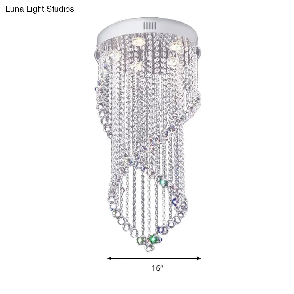 ديكوربايتس™ ديكوربايتس™ مصباح سقف حلزوني على شكل كرة بلورية مع 5 مصابيح بسيطة - لمسة نهائية من النيكل لغرفة النوم