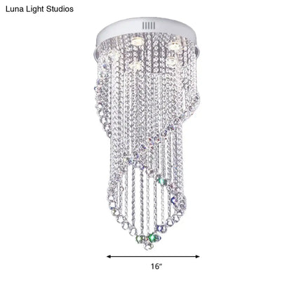 ديكوربايتس™ ديكوربايتس™ مصباح سقف حلزوني على شكل كرة بلورية مع 5 مصابيح بسيطة - لمسة نهائية من النيكل لغرفة النوم