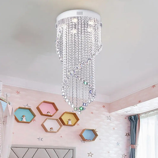 Lámpara de techo empotrada en espiral con forma de bola de cristal DecorBites™ y 5 luces minimalistas - Acabado níquel para dormitorio