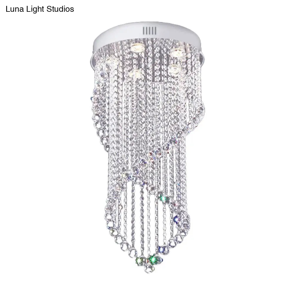 ديكوربايتس™ ديكوربايتس™ مصباح سقف حلزوني على شكل كرة بلورية مع 5 مصابيح بسيطة - لمسة نهائية من النيكل لغرفة النوم