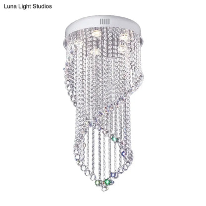 ديكوربايتس™ ديكوربايتس™ مصباح سقف حلزوني على شكل كرة بلورية مع 5 مصابيح بسيطة - لمسة نهائية من النيكل لغرفة النوم