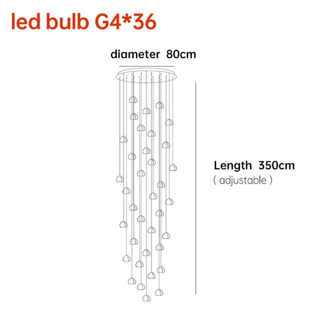 Crystal Ball Staircase Pendant Light in Brushed Stainless