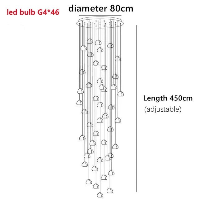Crystal Ball Staircase Pendant Light in Brushed Stainless - Decorbites