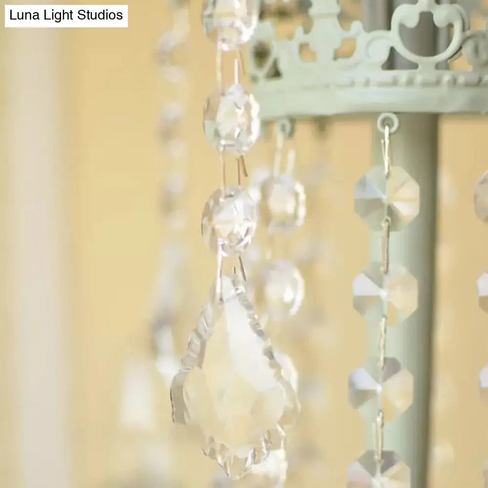 مصباح طاولة معدني من خرز الكريستال - مصباح مكتبي على الطراز التقليدي لغرفة المعيشة