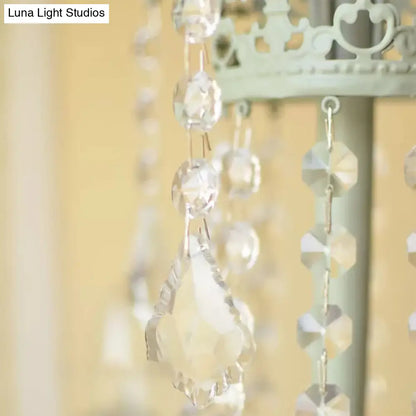 مصباح طاولة معدني من خرز الكريستال - مصباح مكتبي على الطراز التقليدي لغرفة المعيشة