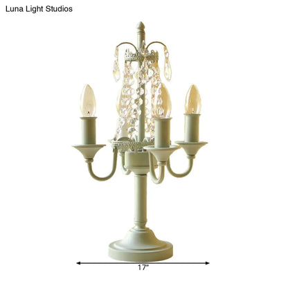 مصباح طاولة معدني من خرز الكريستال - مصباح مكتبي على الطراز التقليدي لغرفة المعيشة