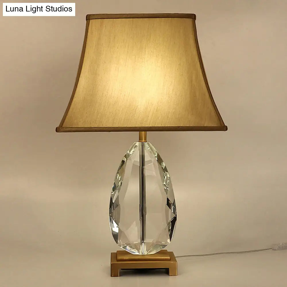 Crystal Bell Nightstand Lamp - Long 22"/26", Modern Design with 1 Head Light and Rectangle Pedestal