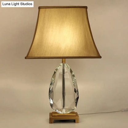 Crystal Bell Nightstand Lamp - Long 22"/26", Modern Design with 1 Head Light and Rectangle Pedestal