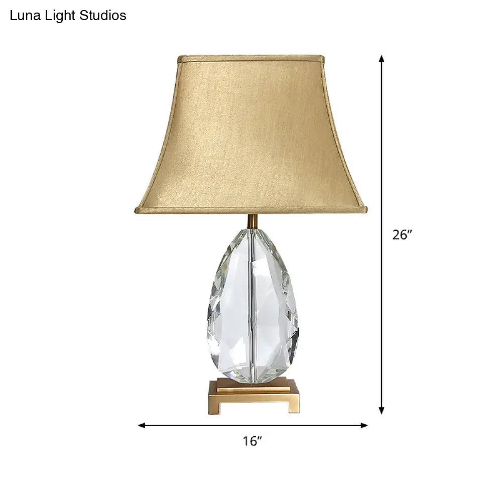 Crystal Bell Nightstand Lamp - Long 22"/26", Modern Design with 1 Head Light and Rectangle Pedestal