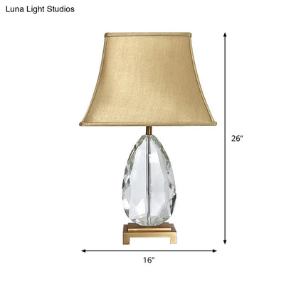 Crystal Bell Nightstand Lamp - Long 22"/26", Modern Design with 1 Head Light and Rectangle Pedestal