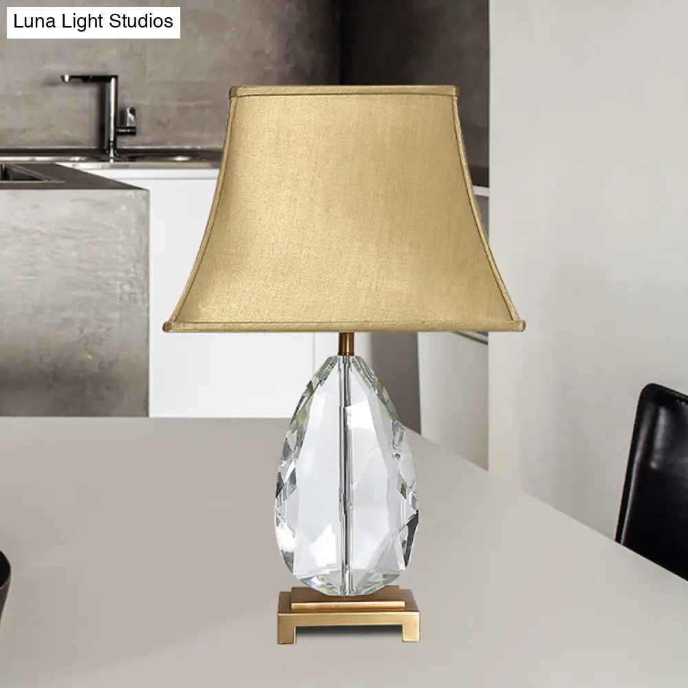 Crystal Bell Nightstand Lamp - Long 22"/26", Modern Design with 1 Head Light and Rectangle Pedestal