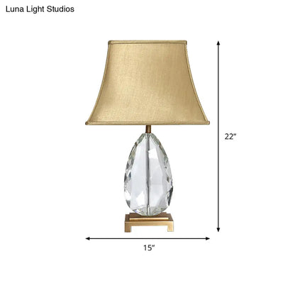 Crystal Bell Nightstand Lamp - Long 22"/26", Modern Design with 1 Head Light and Rectangle Pedestal