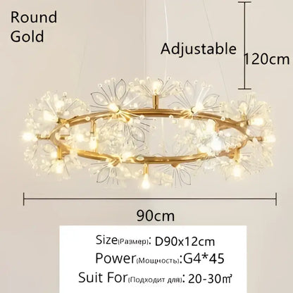 Gold-toned crystal bionic petals chandelier with flower accents and adjustable length for dining room decorbites crystal bionic