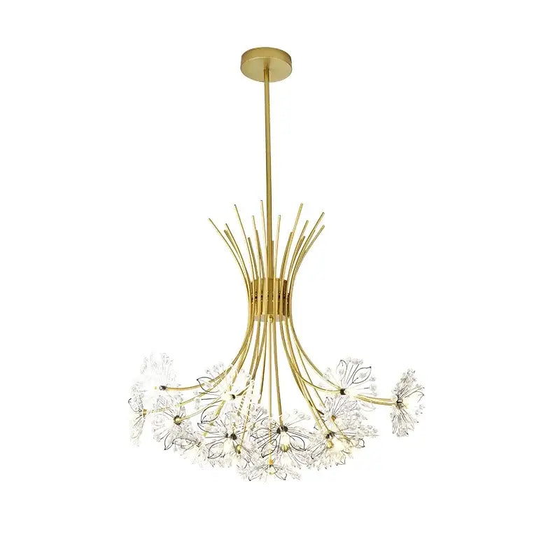 Gold-toned decorbites crystal bionic chandelier with delicate crystal bionic petals for dining room decor