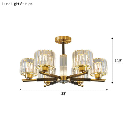 Lámpara de techo DecorBites™ Crystal Block con 3/6 luces cilíndricas semiempotradas en negro y dorado