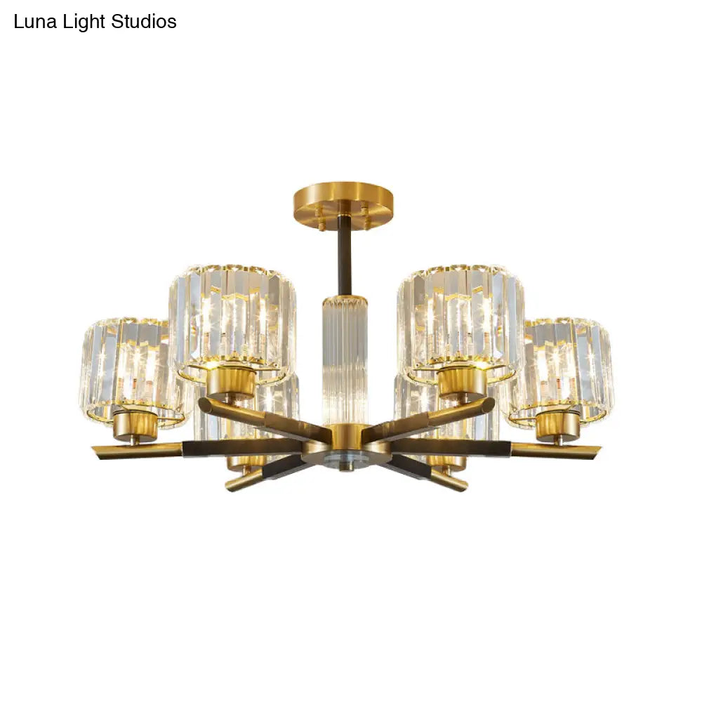 Lámpara de techo DecorBites™ Crystal Block con 3/6 luces cilíndricas semiempotradas en negro y dorado