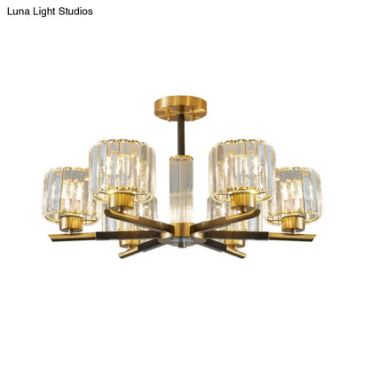 Lámpara de techo DecorBites™ Crystal Block con 3/6 luces cilíndricas semiempotradas en negro y dorado