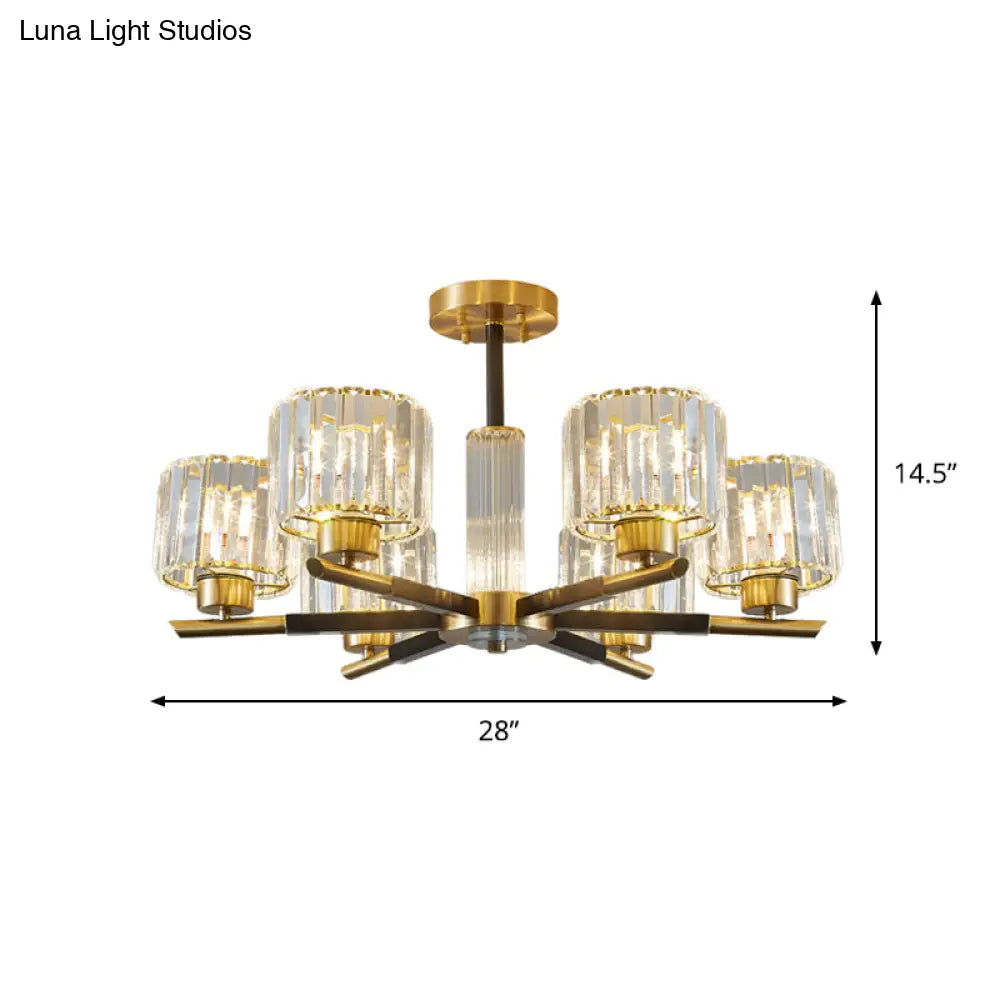 Lámpara de techo DecorBites™ Crystal Block con 3/6 luces cilíndricas semiempotradas en negro y dorado