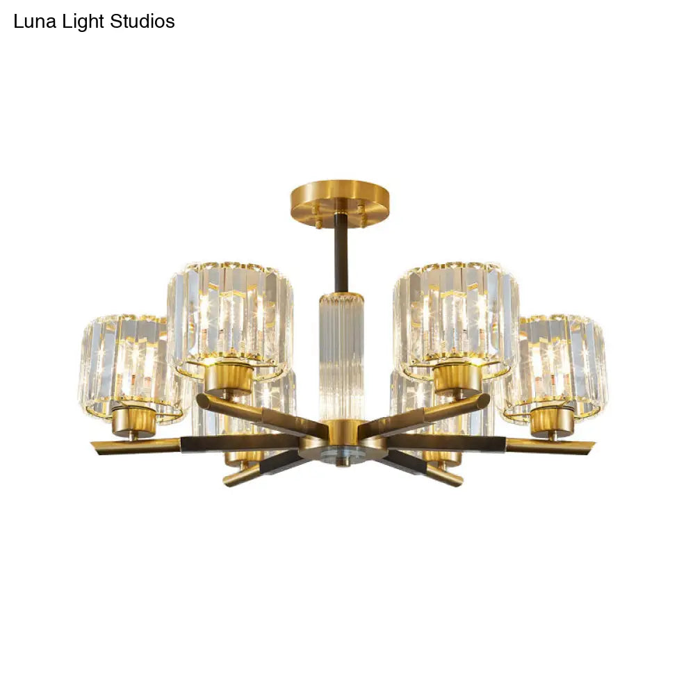 Lámpara de techo DecorBites™ Crystal Block con 3/6 luces cilíndricas semiempotradas en negro y dorado