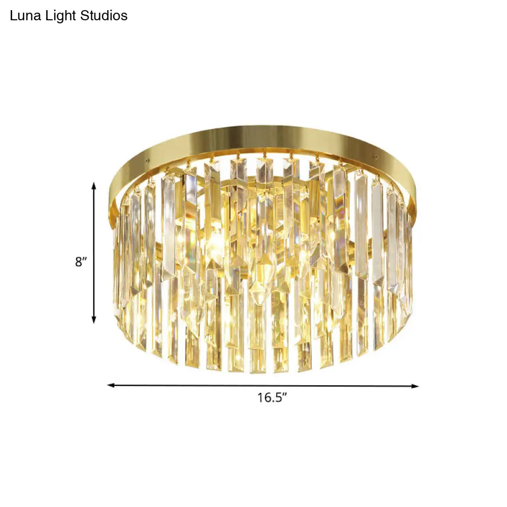 ديكوربايتس™ مصباح ديكوربايتس™ كريستال بلوك مدمج - وحدة إضاءة سقفية بسيطة لغرفة الضيوف على شكل أسطوانة نحاسية (6 لمبات)