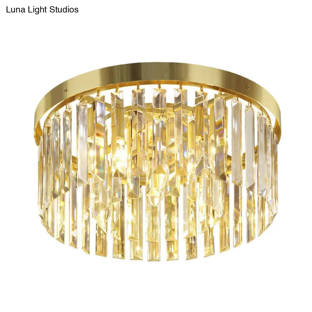 ديكوربايتس™ مصباح ديكوربايتس™ كريستال بلوك مدمج - وحدة إضاءة سقفية بسيطة لغرفة الضيوف على شكل أسطوانة نحاسية (6 لمبات)