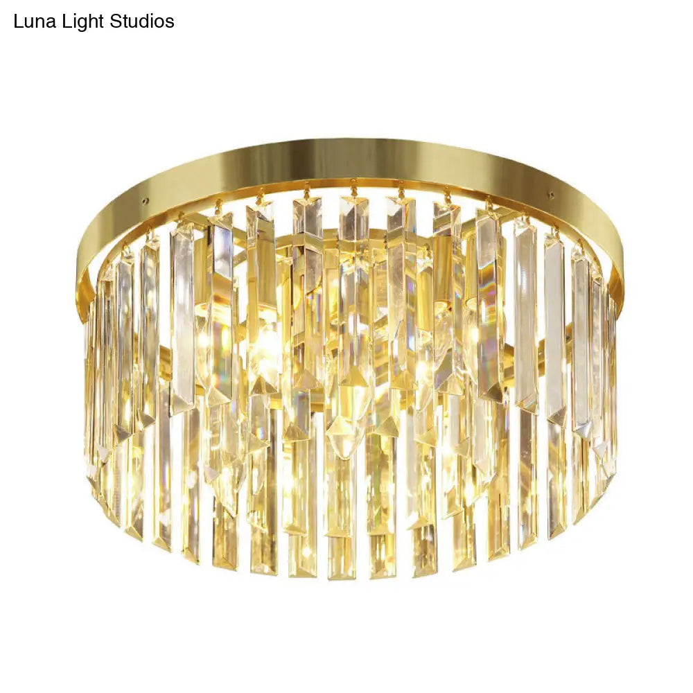 ديكوربايتس™ مصباح ديكوربايتس™ كريستال بلوك مدمج - وحدة إضاءة سقفية بسيطة لغرفة الضيوف على شكل أسطوانة نحاسية (6 لمبات)