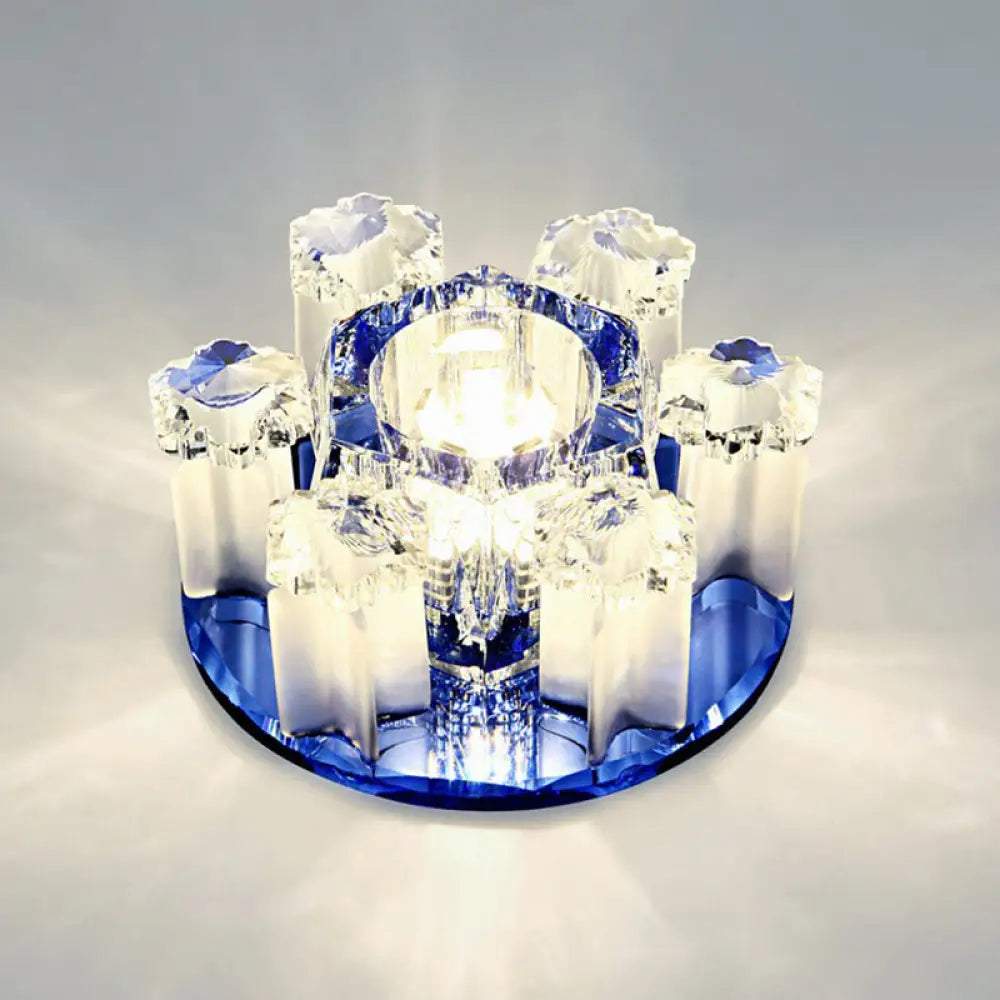 Lámpara de techo empotrada DecorBites™ Crystal Block LED para pasillo - Diseño floral moderno