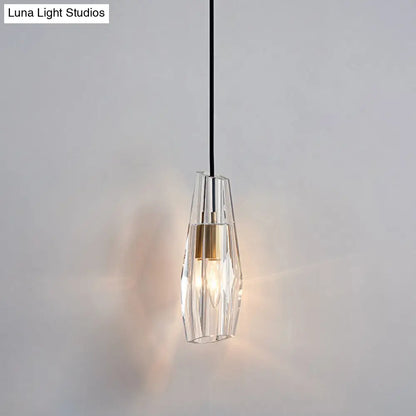 Crystal Block Pendant Light - Simplicity meets Elegance in this 1-Light Brass Ceiling Fixture