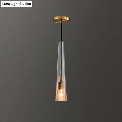 Crystal Block Pendant Light - Simplicity meets Elegance in this 1-Light Brass Ceiling Fixture