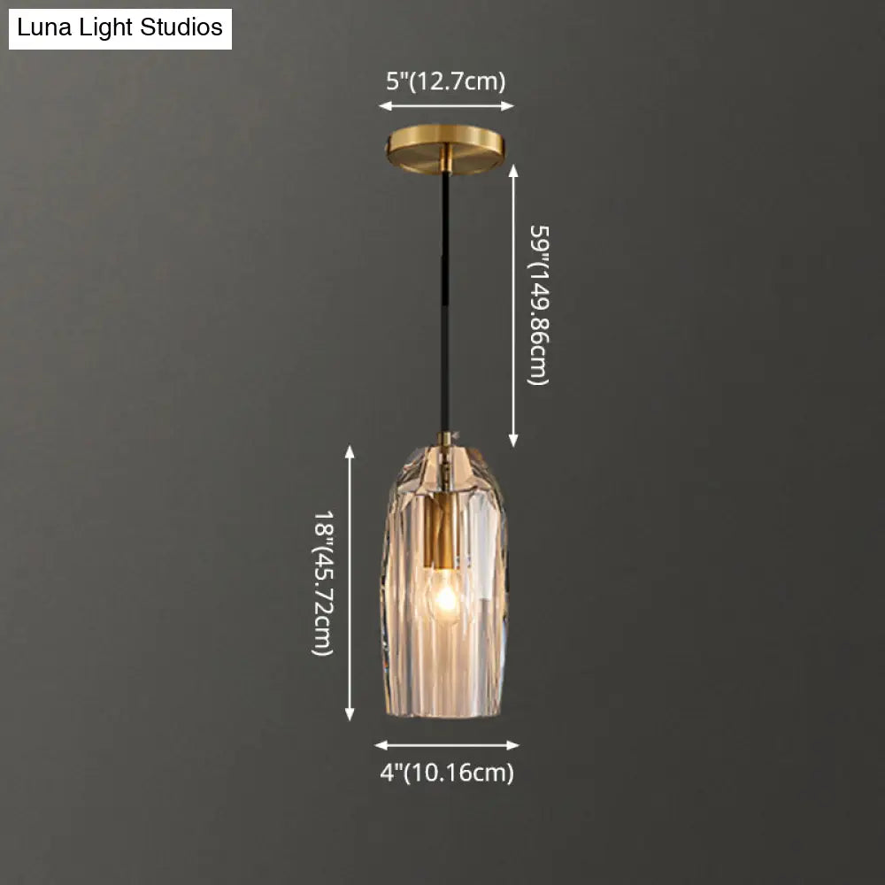 Crystal Block Pendant Light - Simplicity meets Elegance in this 1-Light Brass Ceiling Fixture