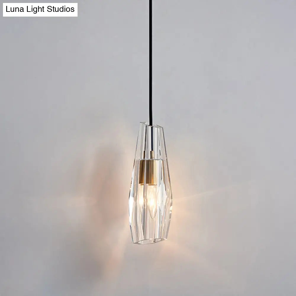 Crystal Block Pendant Light - Simplicity meets Elegance in this 1-Light Brass Ceiling Fixture