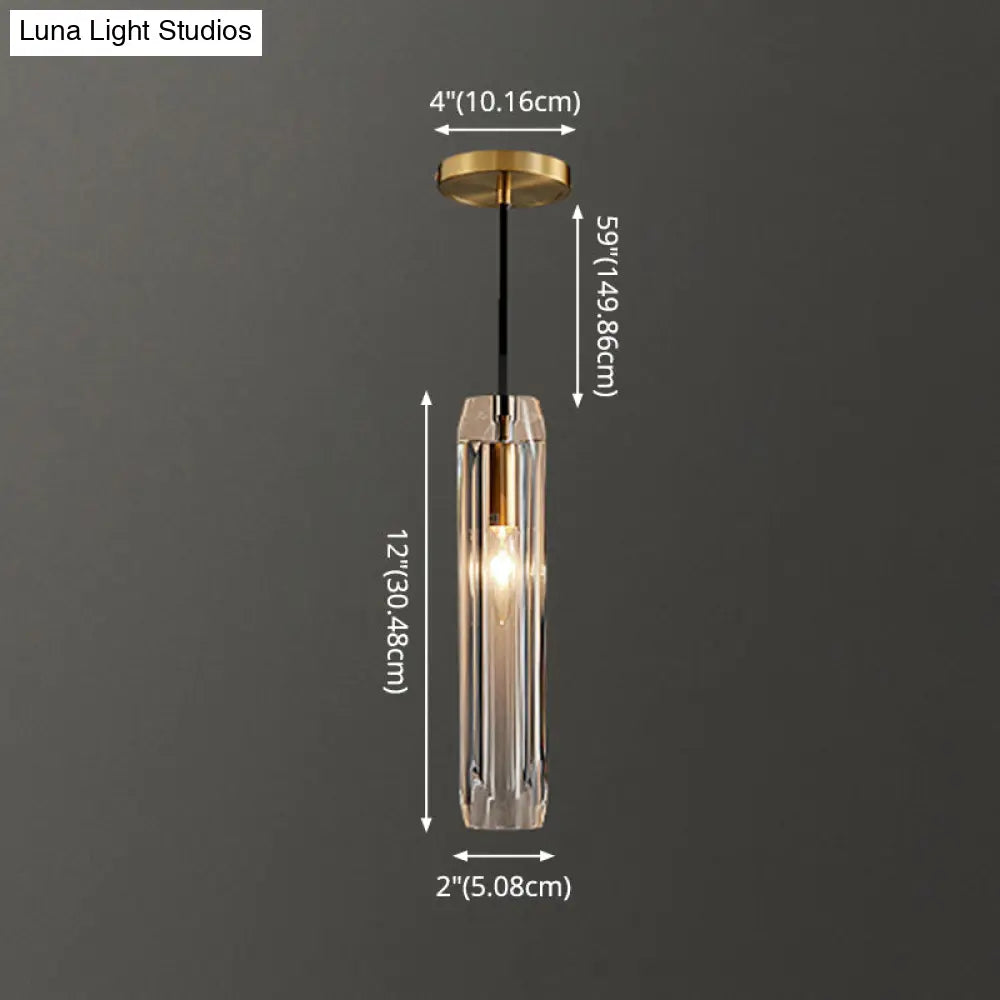 Crystal Block Pendant Light - Simplicity meets Elegance in this 1-Light Brass Ceiling Fixture