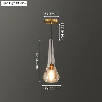 Crystal Block Pendant Light - Simplicity meets Elegance in this 1-Light Brass Ceiling Fixture