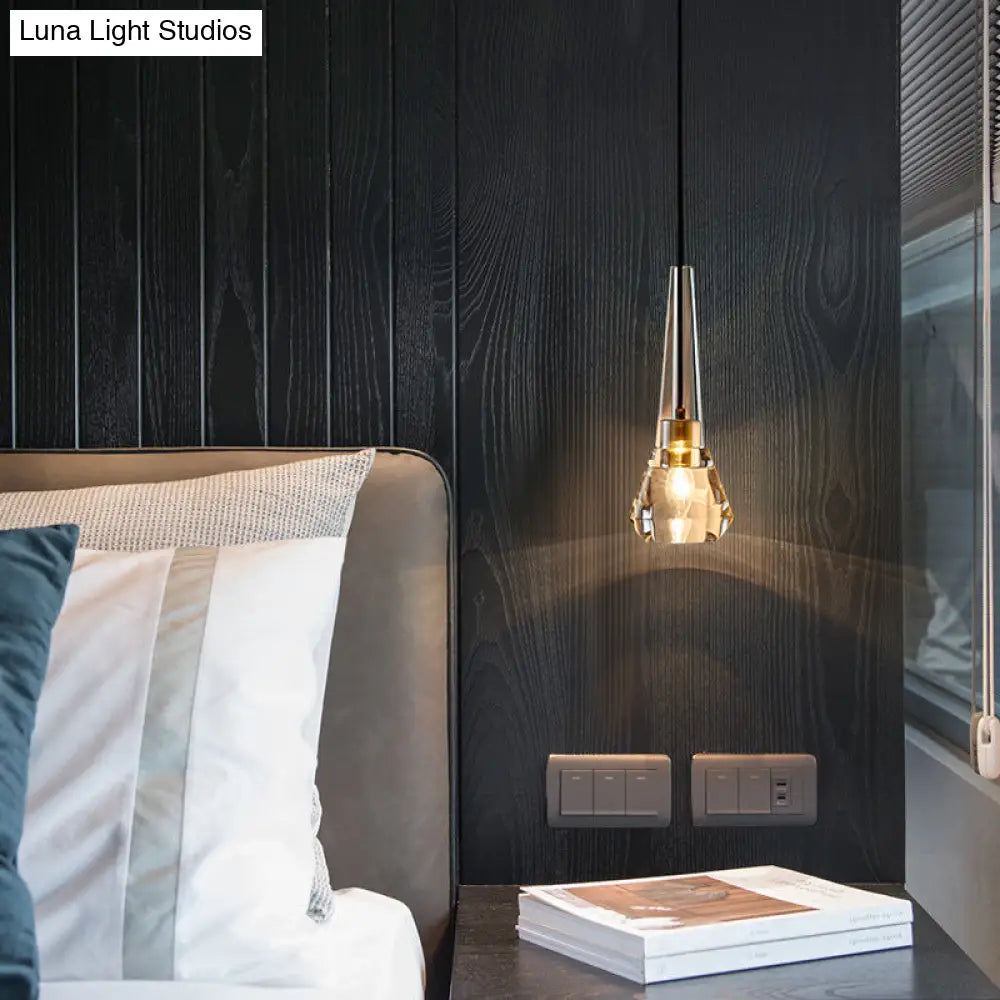 Crystal Block Pendant Light - Simplicity meets Elegance in this 1-Light Brass Ceiling Fixture