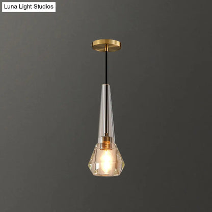 Crystal Block Pendant Light - Simplicity meets Elegance in this 1-Light Brass Ceiling Fixture