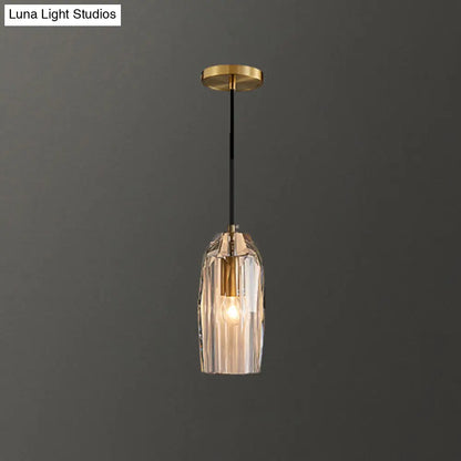 Crystal Block Pendant Light - Simplicity meets Elegance in this 1-Light Brass Ceiling Fixture