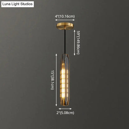 Crystal Block Pendant Light - Simplicity meets Elegance in this 1-Light Brass Ceiling Fixture