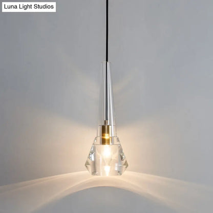 Crystal Block Pendant Light - Simplicity meets Elegance in this 1-Light Brass Ceiling Fixture