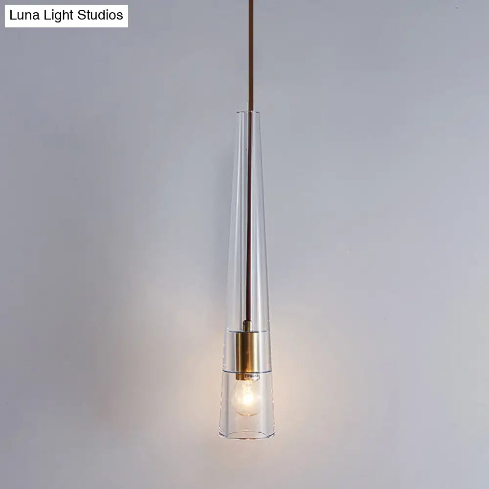 Crystal Block Pendant Light - Simplicity meets Elegance in this 1-Light Brass Ceiling Fixture