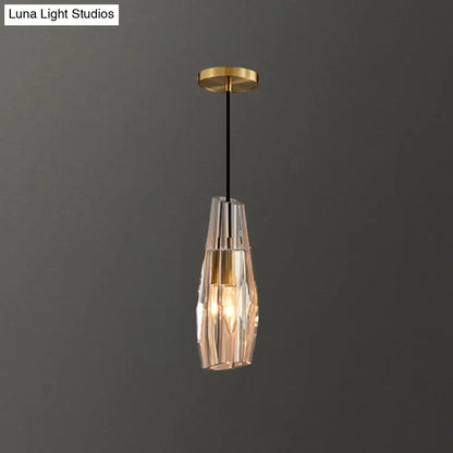 Crystal Block Pendant Light - Simplicity meets Elegance in this 1-Light Brass Ceiling Fixture