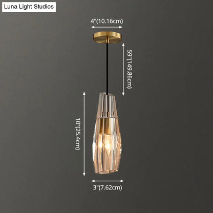 Crystal Block Pendant Light - Simplicity meets Elegance in this 1-Light Brass Ceiling Fixture