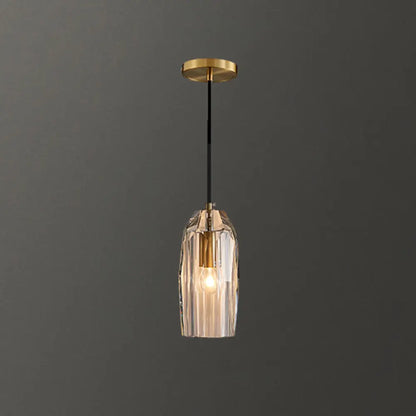 Crystal Block Pendant Light - Simplicity meets Elegance in this 1-Light Brass Ceiling Fixture