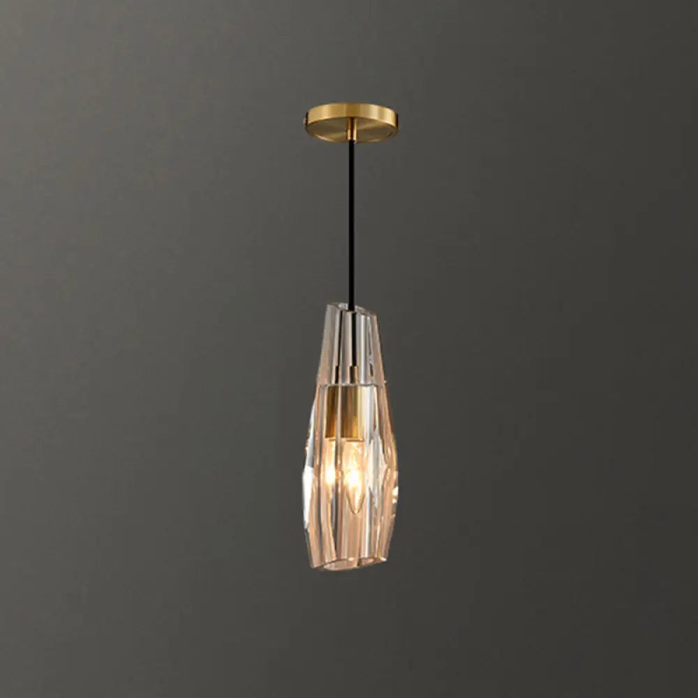 Crystal Block Pendant Light - Simplicity meets Elegance in this 1-Light Brass Ceiling Fixture