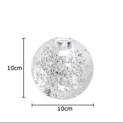 Clear glass crystal bubble ball vase with embedded bubbles and yellow artificial flowers for desk decorbites crystal bubble