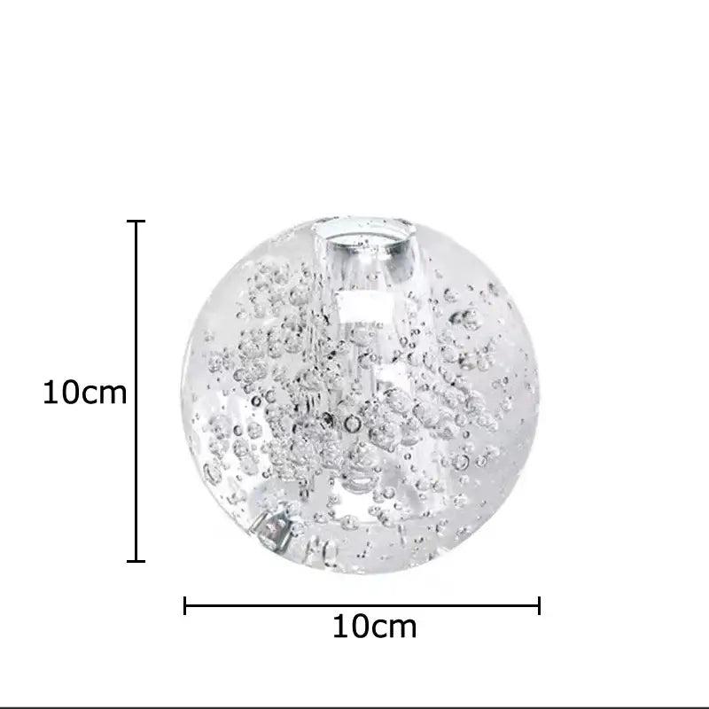 Clear glass crystal bubble ball vase with embedded bubbles and yellow artificial flowers for desk decorbites crystal bubble